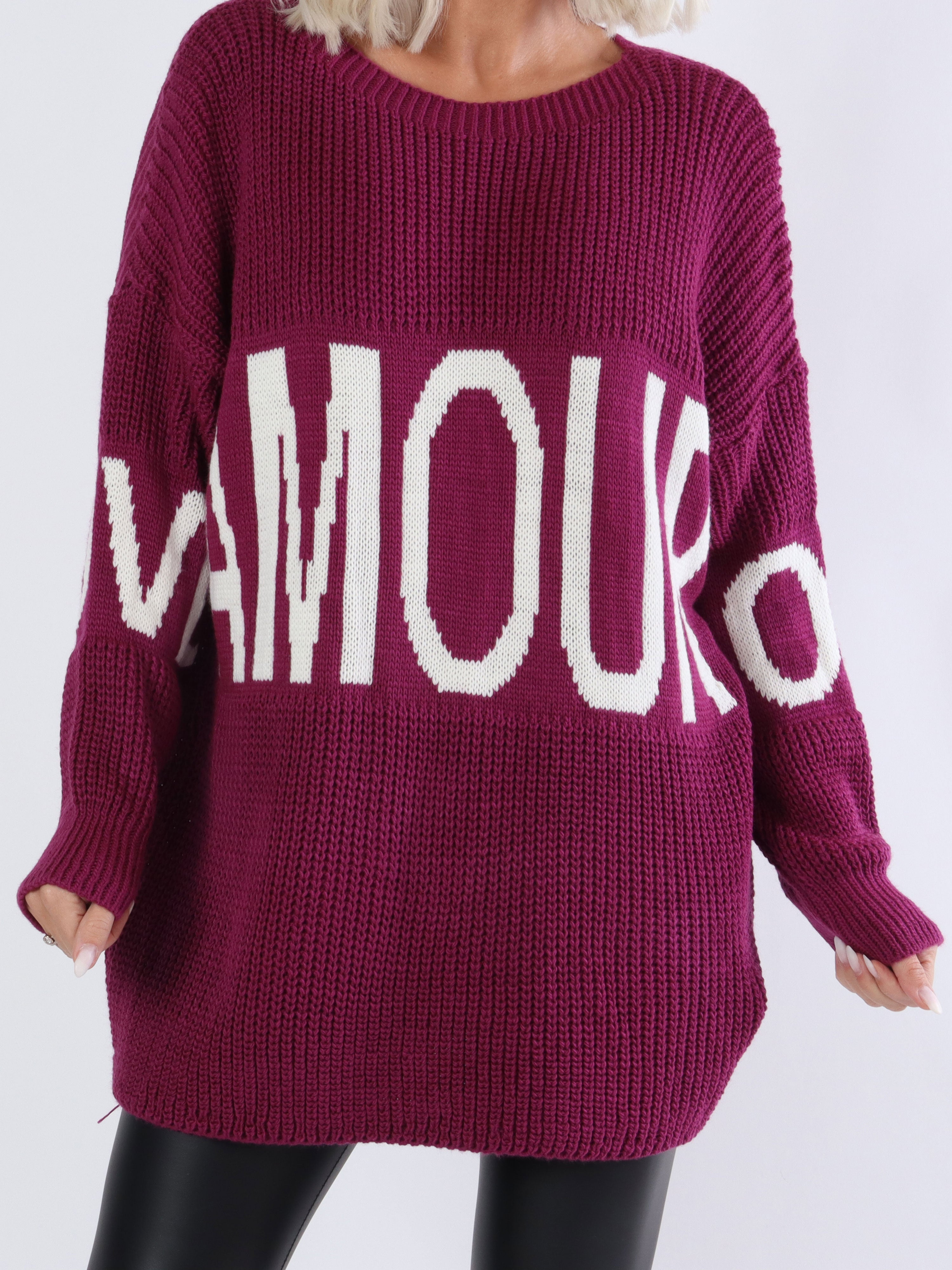 Elisa - Cool plus size stickad med text